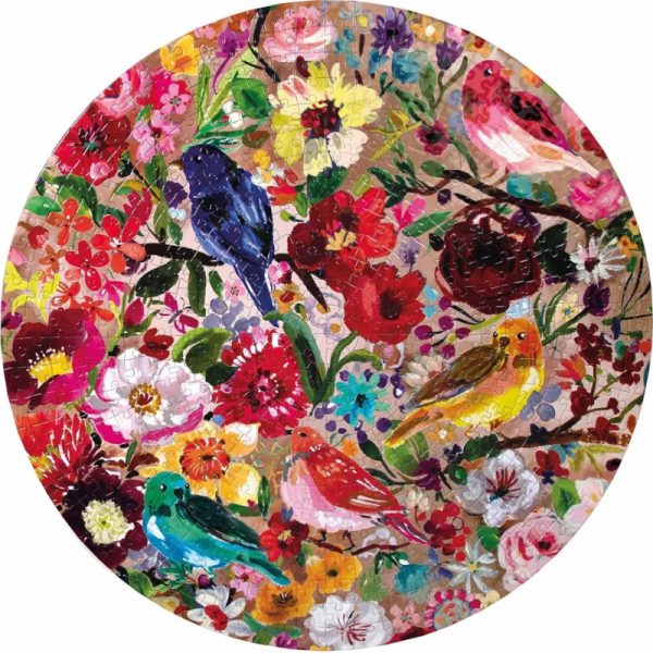 Puzzle Rond- Oiseaux et Fleurs- Eeboo- 500 Pièces