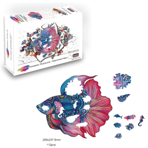 Puzzle- Rainbow Wooden-Poisson Combattant- 112 pièces